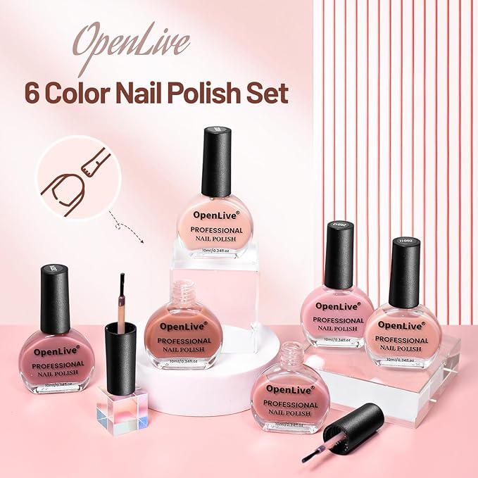 Jelly Nail Polish Set 6 Colors Nude Pink Pale Purple Jelly Quick Dry Nail Polish Set for Nail Art Manicure DIY Salon-GlimoraGlow