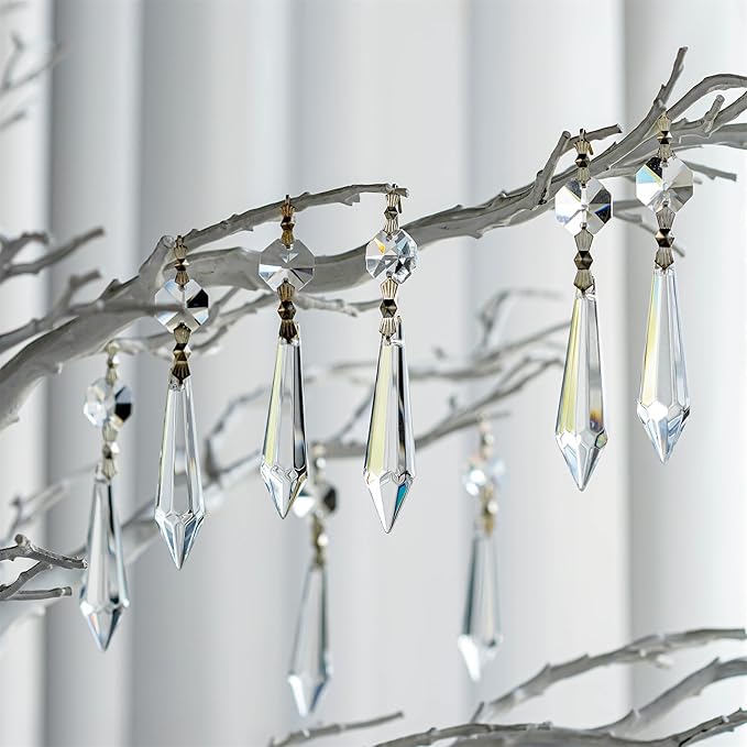 H&D HYALINE & DORA 20PCS 55mm Clear Chandelier Icicle Crystal Prisms Lamp Decoration