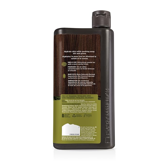 Every Man Jack Nourishing Coastal Moss Mens Body Wash for All Skin Types - Naturally Derived Ingredients - Cleanse and Hydrate Skin with Coconut and Glycerin - 24oz 2 Bottles-GlimoraGlow