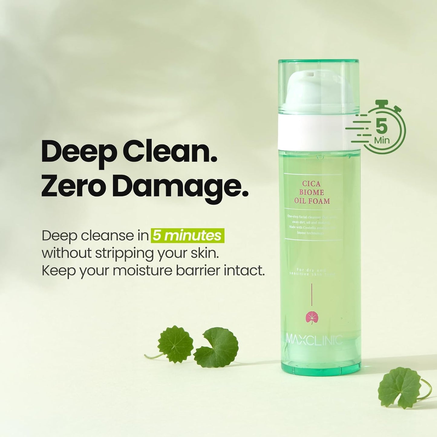 [K-Beauty] Cica Biome Oil to Foam - All-in-One Korean Face Wash OilBased Foaming Facial Cleanser - Deeply Hydrating & Moisturizing Makeup Deep Cleansing Oil for Sensitive Skin (3.88 fl oz)-GlimoraGlow