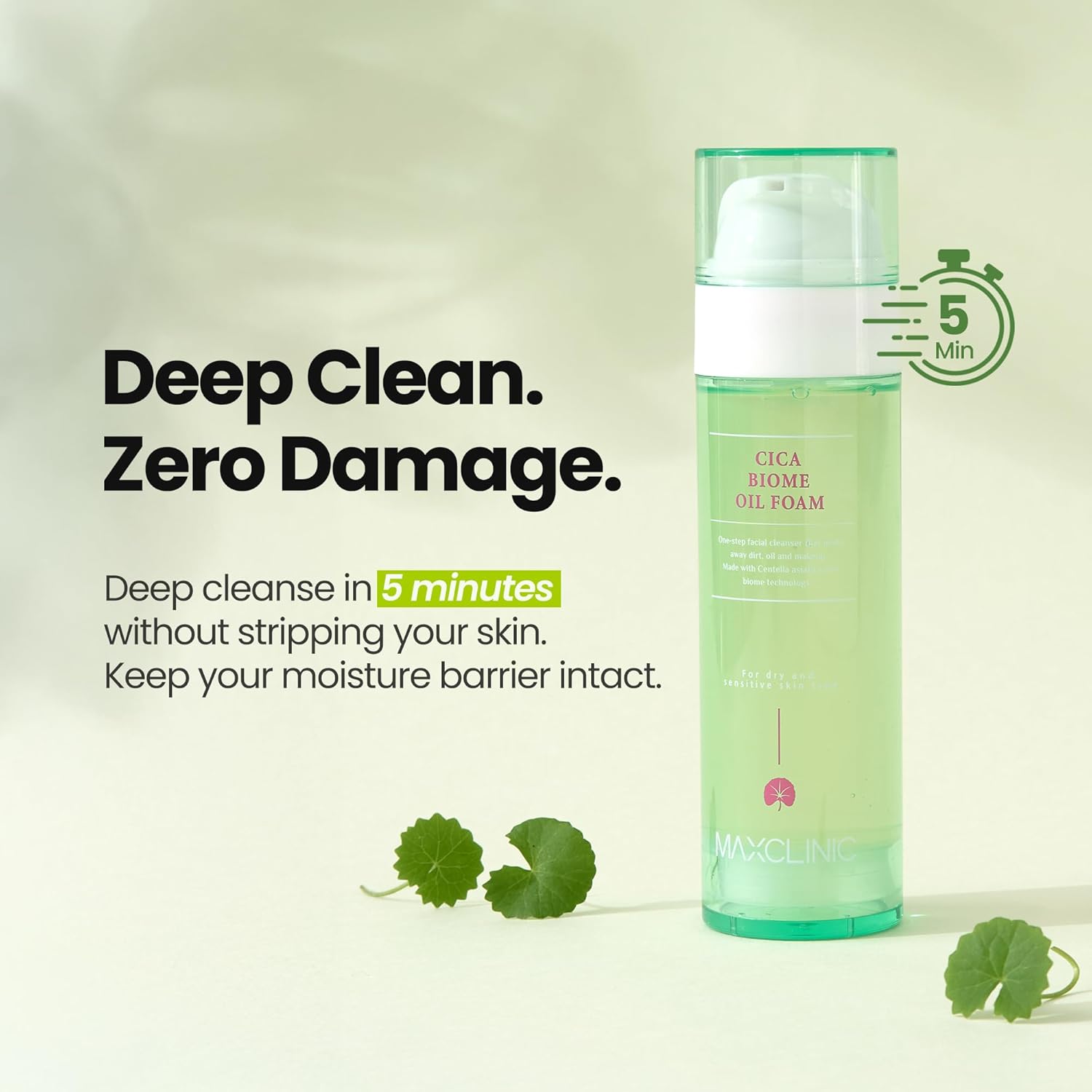 [K-Beauty] Cica Biome Oil to Foam - All-in-One Korean Face Wash OilBased Foaming Facial Cleanser - Deeply Hydrating & Moisturizing Makeup Deep Cleansing Oil for Sensitive Skin (3.88 fl oz)-GlimoraGlow