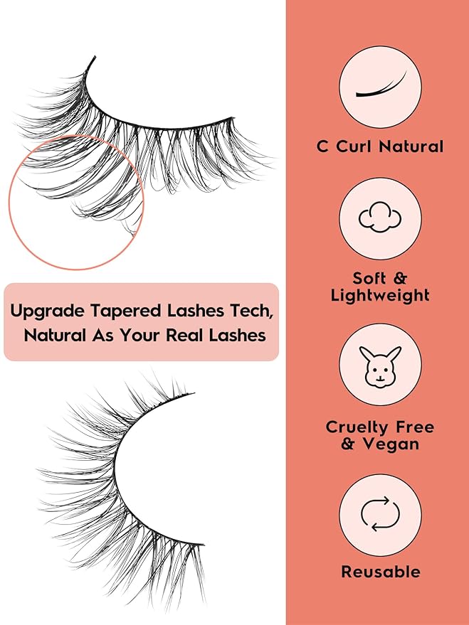 False Eyelashes Natural Look Wispy Lashes 10mm Short Lash C Curl 0.1MM Thin Band Lashes Pack Siligli Fake Eyelash 7 Pair-GlimoraGlow