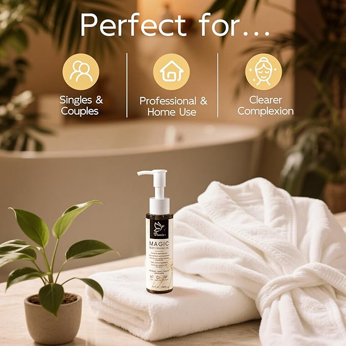 Magic Body Firming Oil, 3.38 FL OZ, Korean Skin Care Post-Shower Body Oil for Women – With 767,000ppm Jojoba Oil,to Tighten, Hydrate & Nourish Dry Skin, Lightweight & Non-Greasy for Full Body Use-GlimoraGlow