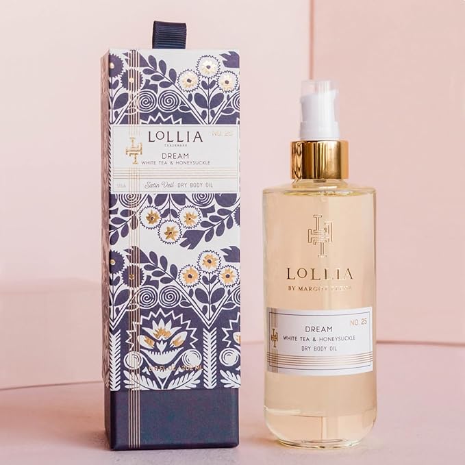 LOLLIA Dream Dry Body Oil, 6.8 Fl. Oz. – White Tea & Honeysuckle – Women’s, Scented, Moisturizing, Dry Body Oil for Women, For All Skin Types-GlimoraGlow