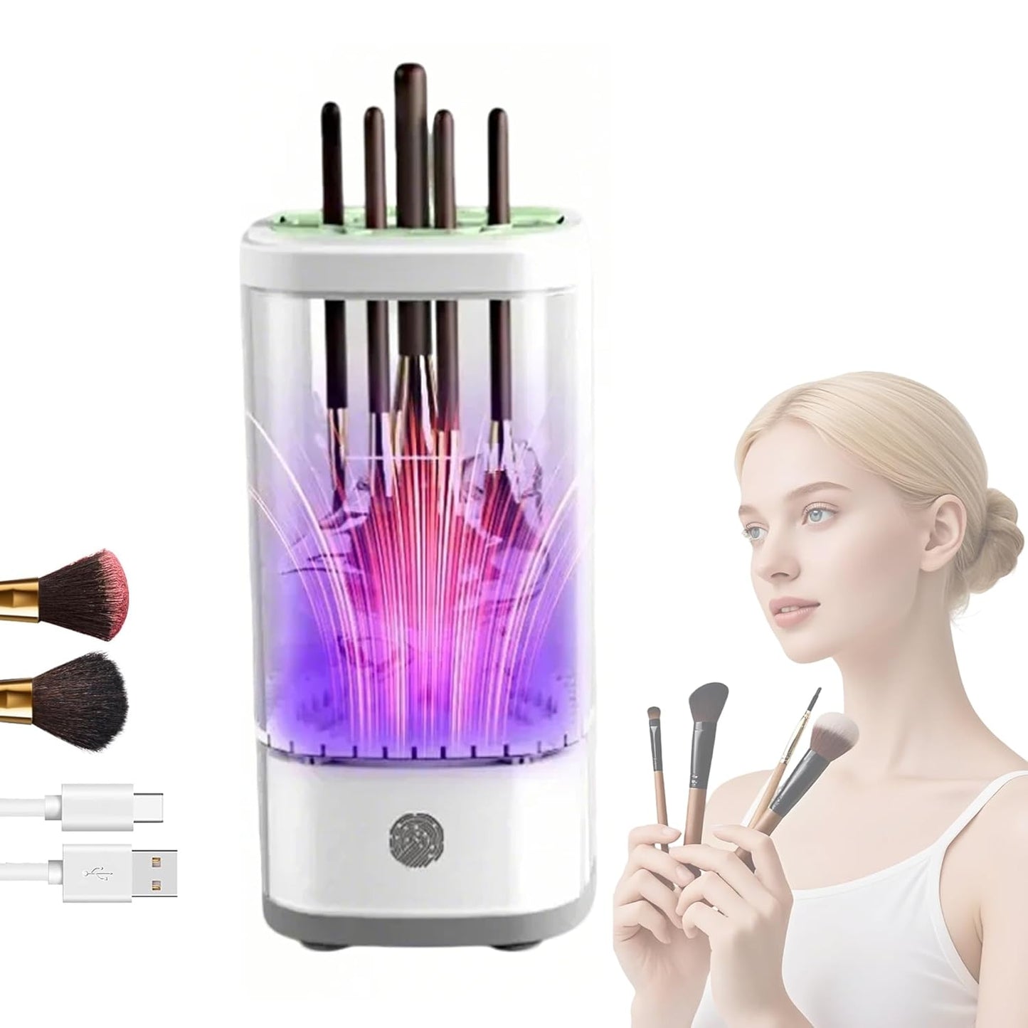 3 IN 1 Automatic Makeup Brush Cleaner-9000 RPM Makeup Brush Cleaner Machine and Dryer Portable Automatic USB Cosmetic Brushes Cleaner Tool for All Size Beauty Makeup Brush Travel Set-GlimoraGlow