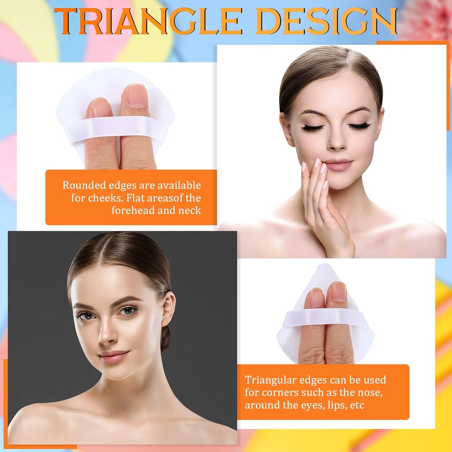 Meanplan 100 Pcs Powder Puff Face Soft Makeup Sponge Triangle Powder Puffs for Loose Velour Cosmetic Foundation Wet Dry Sponge Makeup Tools(Black, White, Pink)-GlimoraGlow