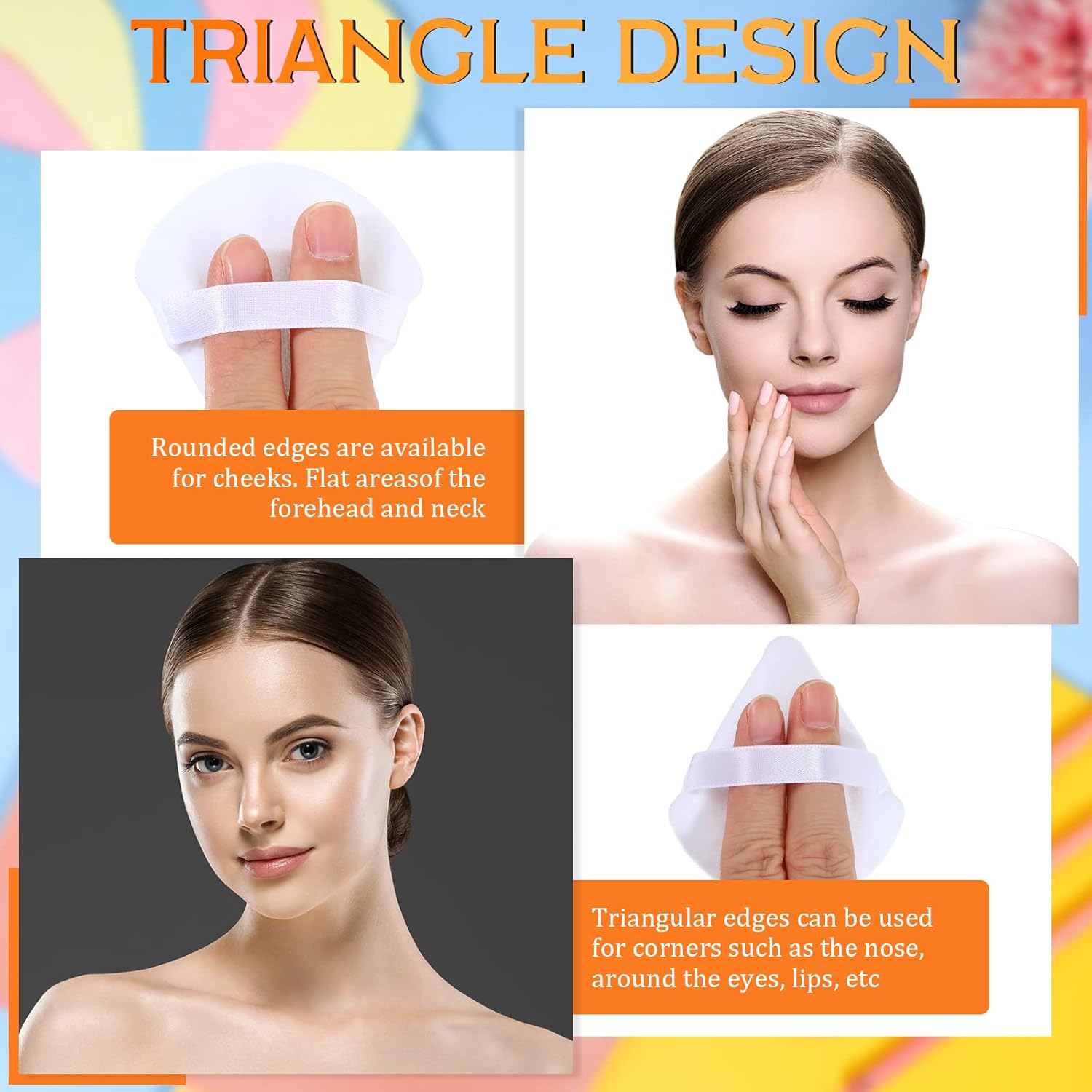 Meanplan 100 Pcs Powder Puff Face Soft Makeup Sponge Triangle Powder Puffs for Loose Velour Cosmetic Foundation Wet Dry Sponge Makeup Tools(Black, White, Pink)-GlimoraGlow