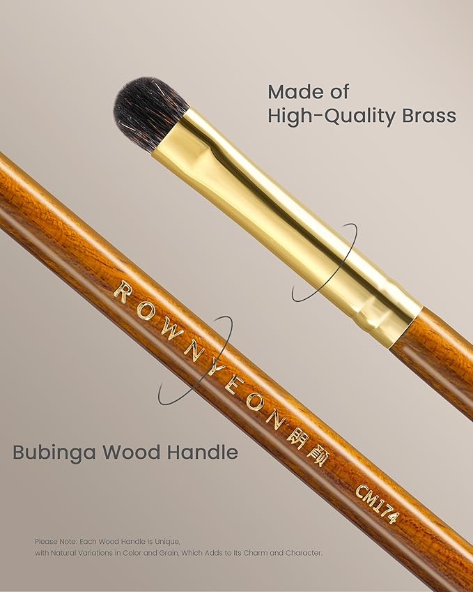 Desert Oak Series Blend-Sculpt Eyeshadow Brush - Contoured Crescent Head for Crease Work, Hypoallergenic Squirrel & Goat Hair Blend, Bubinga Bubinga Handle (CM 174)-GlimoraGlow