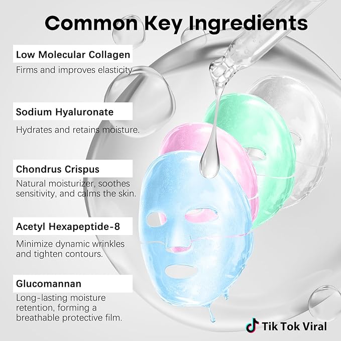 ISTON 4-in-1 Bio-Collagen Real Deep Mask Set -Plump Sagging Skin,Deep Hydration,Soothe & Repair,Nourish & Firm, Overnight Hydrogel Mask for All Skin Type-GlimoraGlow