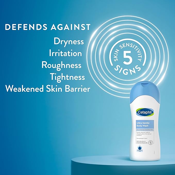 Cetaphil Ultra Gentle Refreshing Body Wash, For Dry To Normal, Sensitive Skin, Aloe Vera, Vitamin B5, Hypoallergenic, Dermatologist Tested, Fragrance Free, 16.9oz Pack of 3-GlimoraGlow