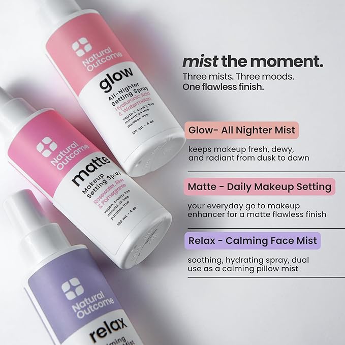 Face Mist Trio Collection – Hydrating Facial Mist Spray for Glowing Skin – Rosewater, Lavender & Hyaluronic Acid – Makeup Setting & Refreshing Face Spray Mist-GlimoraGlow