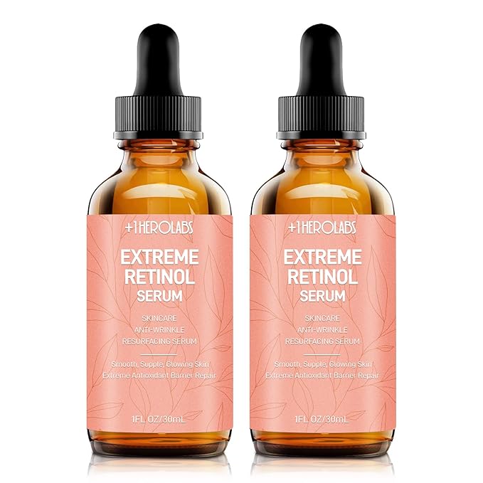 Retinol Serum for Face 2.5%, B5 Herbal Resurfacing Retinol with Vitamin C, Vitamin E, Hyaluronic Acid, Anti-Aging, Wrinkle Smoothing, Dark Spot Corrector, Brighten Dullness 2 Packs-GlimoraGlow