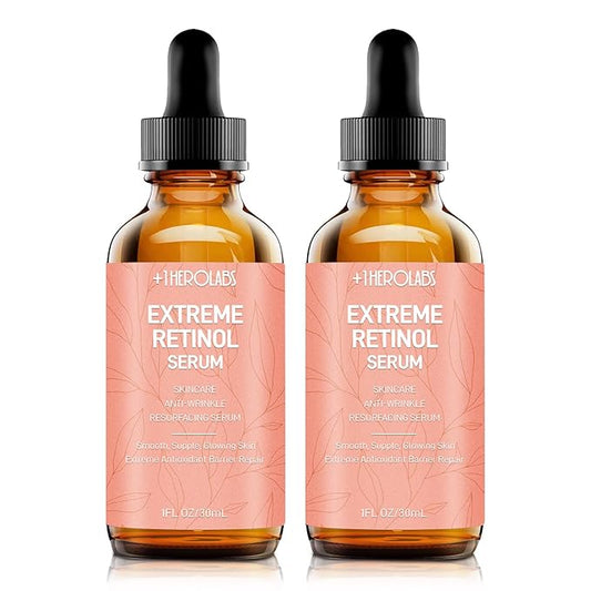 Retinol Serum for Face 2.5%, B5 Herbal Resurfacing Retinol with Vitamin C, Vitamin E, Hyaluronic Acid, Anti-Aging, Wrinkle Smoothing, Dark Spot Corrector, Brighten Dullness 2 Packs-GlimoraGlow