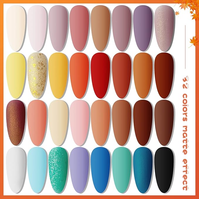 JODSONE 36 Pcs Gel Nail Polish Kit with U V Light of 32 Color Gel Polish Nail Collections Base and Top Glitter Coat Manicure Tools-GlimoraGlow