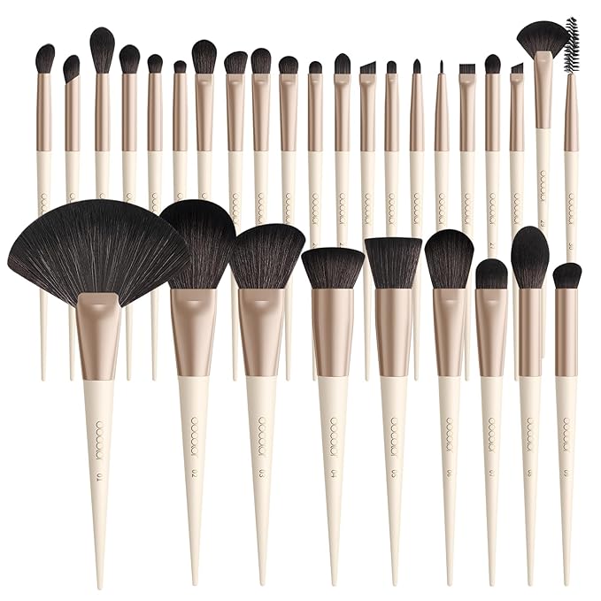 docolor Makeup Brushes Professional 30Pcs Make up Brushes Set Premium Synthetic Kabuki Foundation Blending Brush Face Powder Blush Concealers Eye Shadows Beige-GlimoraGlow