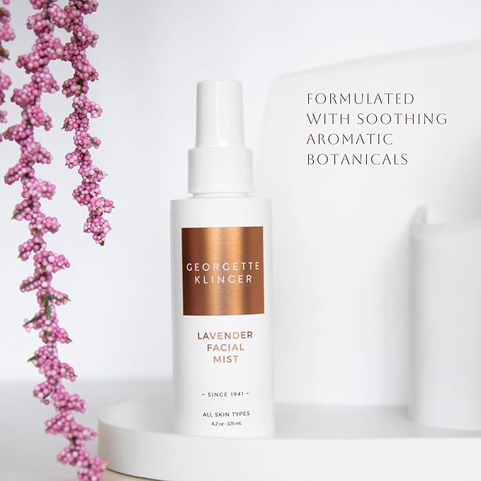 Georgette Klinger Lavender Facial Mist - Moisturizing and Long-Lasting Facial Spray with Aromatherapy, Antioxidants, and Skin-Plumping, Makeup Setting for Dewy, Hydrated Skin - 4.2 oz-GlimoraGlow