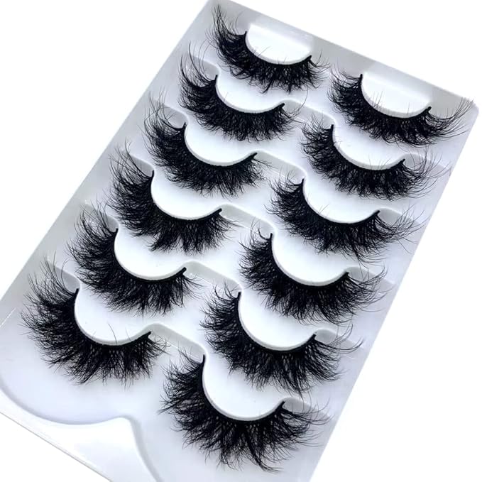 HBZGTLAD 6 Pairs Fluffy False Eyelashes Natural Faux Mink Strip 3D Lashes Pack (SR-1)-GlimoraGlow