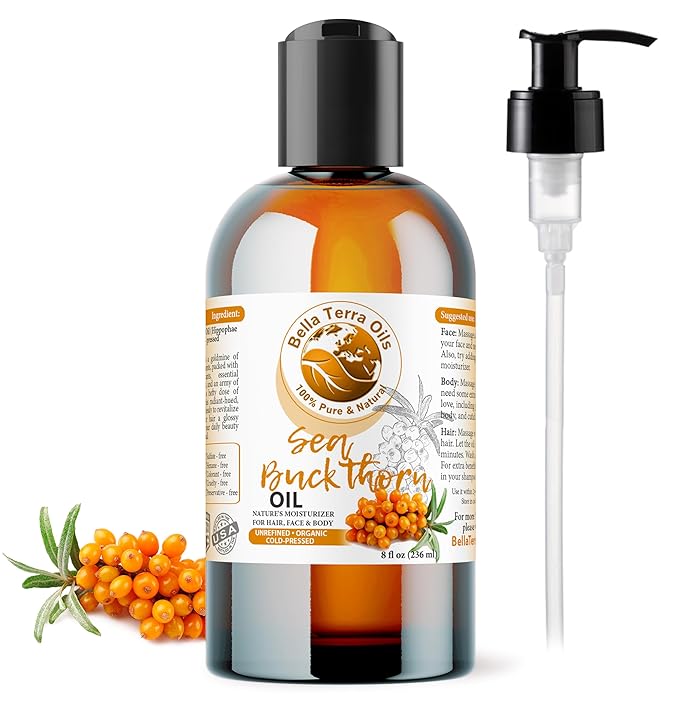 Bella Terra Oils - Organic Sea Buckthorn Oil 8oz - Cold-Pressed Treasure, Bursting with Omega-3 & Omega-6, A Radiant Glow in Every Bottle-GlimoraGlow