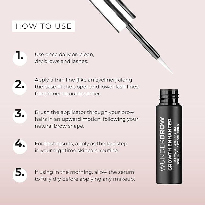 Wunderbrow Growth Enhancer Brow & Lash Serum, 2-in-1 Growth Serum For Fuller, Thicker, Healthier Eyebrows & Eyelashes, Clinically Tested Formula, Visible Results in 6-8 weeks-GlimoraGlow