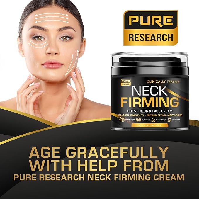 Neck Firming Cream - Anti Wrinkle Cream - Saggy Neck Tightener & Double Chin Reducer Cream - Collagen & Retinol Skin Tightening Cream - Anti Aging Moisturizer for Neck & Décolleté 3.4oz-GlimoraGlow