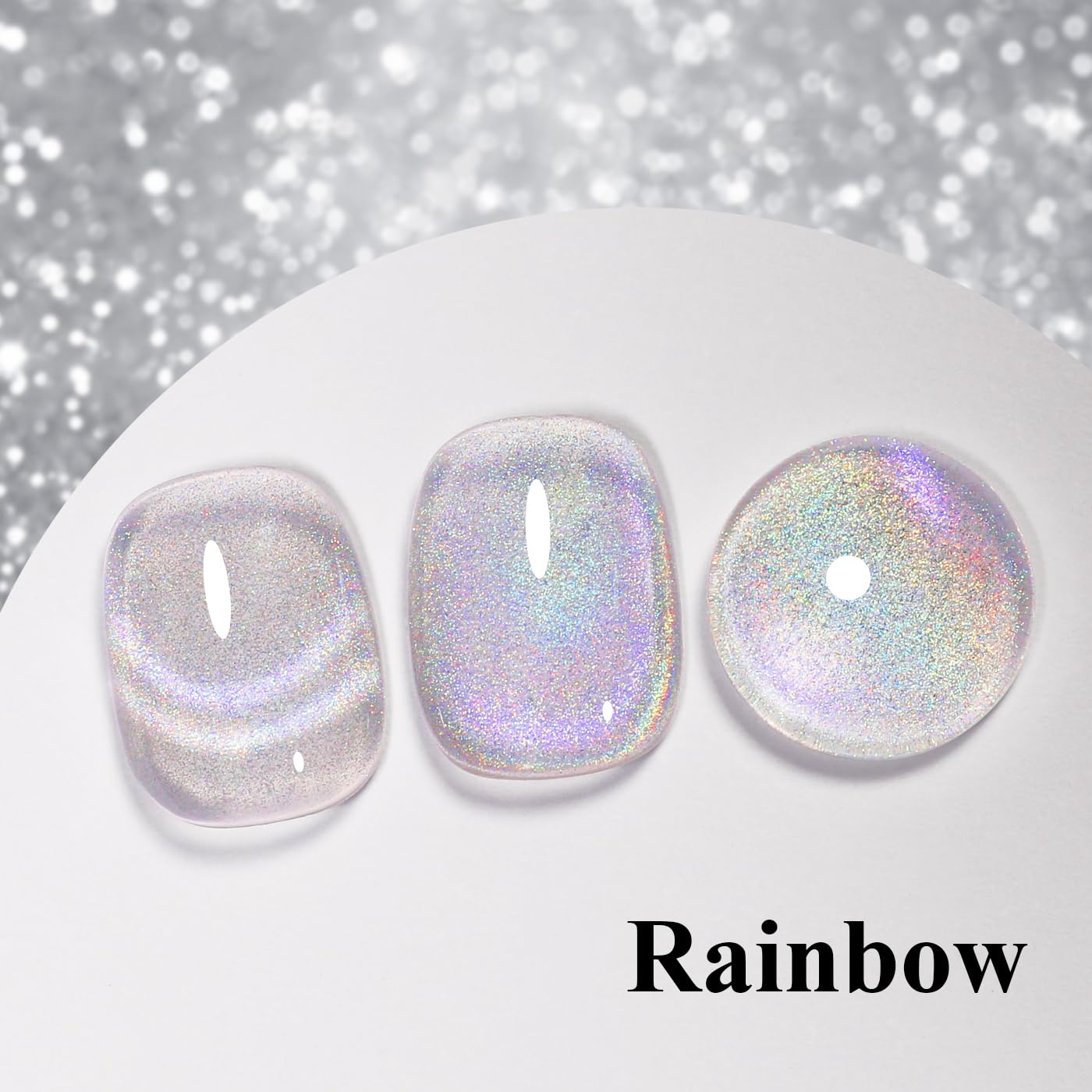 Imtiti Cat Eye Gel Nail Polish, Rainbow Holographic Magnetic Nail Gel Polish With Magnet Glittery Iridescent Galaxy Spring Summer Kit Soak Off UV Led 10ML-GlimoraGlow