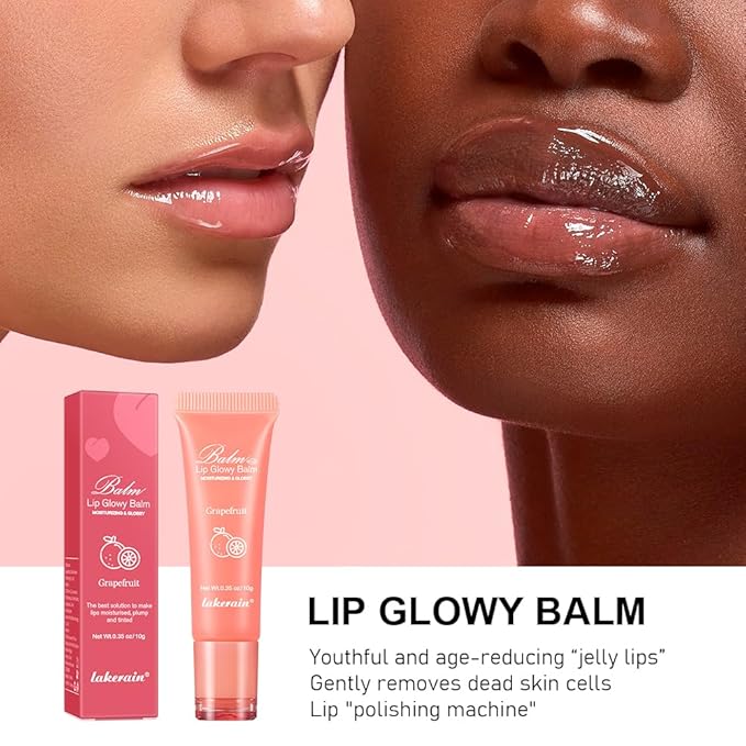 Hydrating Lip Butter Balm for a Glossy Finish and Lip Glow - Lip Glowy Balm with Summer-worthy Fragrance | Vegan Lip Care (#3-Grapefruit)-GlimoraGlow