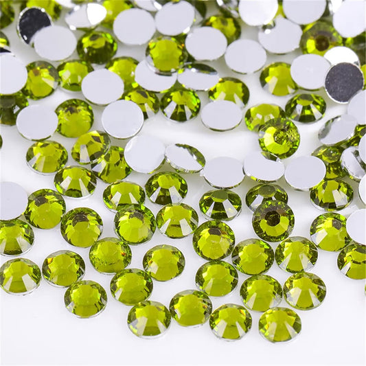 1500 Pieces SS16 4mm Flatback Rhinestones Clear Glass Round Gems Crystals for Nail Art DIY Crafts Clothes Shoes Bags （Olive Green）-GlimoraGlow