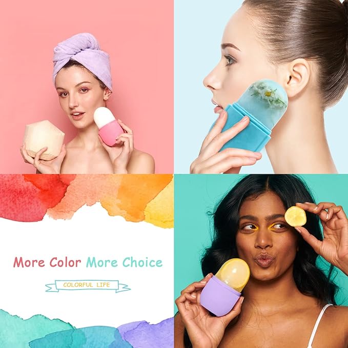 Ice Roller for Face and Eye, Ice face roller,Gua Sha Facial Tools, Facial ice roller, Skin Care Tools,Ice mold for face…(Pink-face)-GlimoraGlow