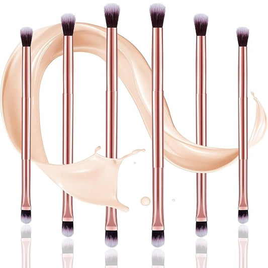 6 Pcs Eyeshadow Smudge Brush 2-in-1 Eyeshadow 2 Double Ended Make Up Brush Concealer Cosmetics Under Eye Small Soft Firm Pointed Foundation Makeup Applicator for Blending Eye Shadow Liner-GlimoraGlow