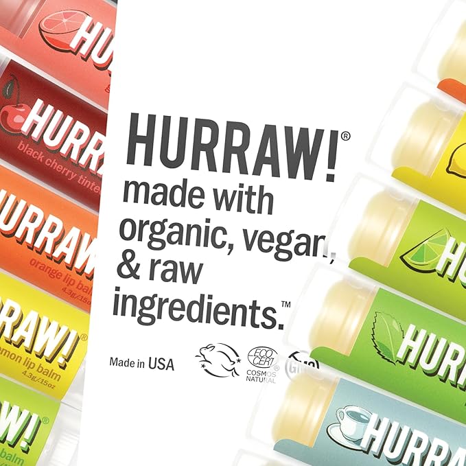 Hurraw! Lemon Lip Balm, 3 Pack: Organic, Certified Vegan, Cruelty and Gluten Free. Non-GMO, 100% Natural Ingredients. Bee, Shea, Soy and Palm Free. Made in USA-GlimoraGlow