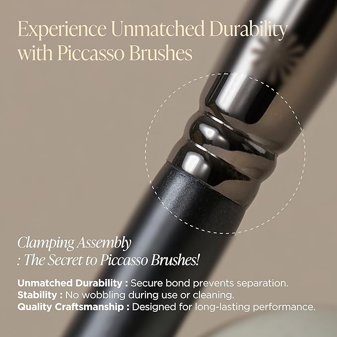 Piccasso FB17 Foundation Brush – Soft Makeup Brush for Liquid & Cream Foundation, Curved Bristles for Smooth and Flawless Face Makeup, Professional Tool for Base Layering, Korean Beauty Essential-GlimoraGlow