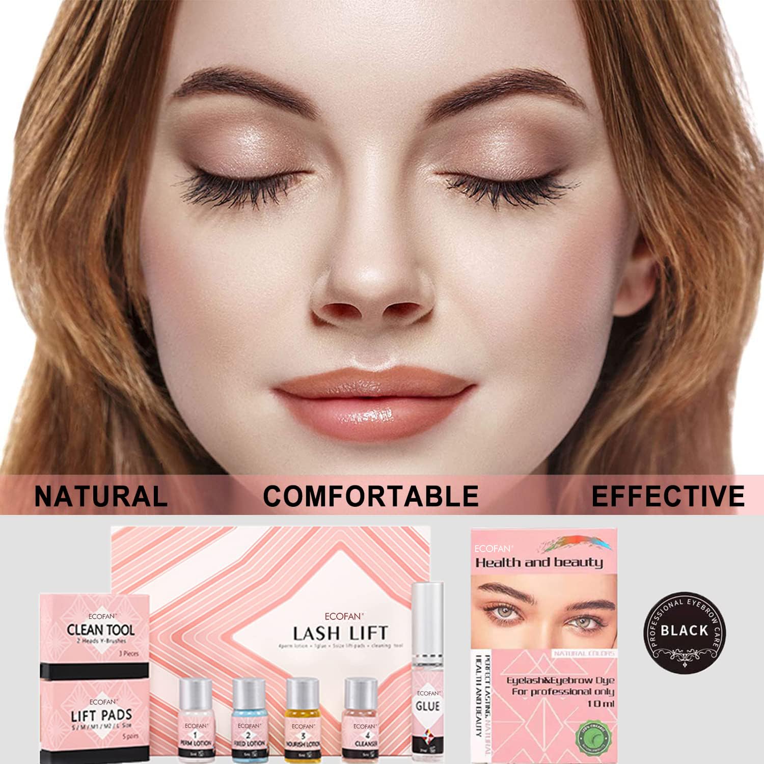 Lash Lift and Black Kit, Professional Eyelash Perm Kit and Black Eyelash & Eyebrow Set 3 in 1, Quick Lifting & Voluminous Coloring with Complete Tools Gifts for Women Salon Grade Home DIY-GlimoraGlow