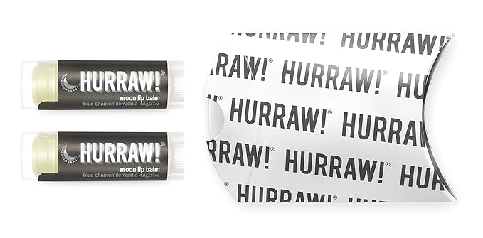 Hurraw! Moon Night Treatment (Blue Chamomile, Vanilla) Lip Balm, 2 Pack: Organic, Certified Vegan, Cruelty and Gluten Free. Non-GMO, 100% Natural Ingredients. Bee, Shea, Soy and Palm Free. Made in USA-GlimoraGlow