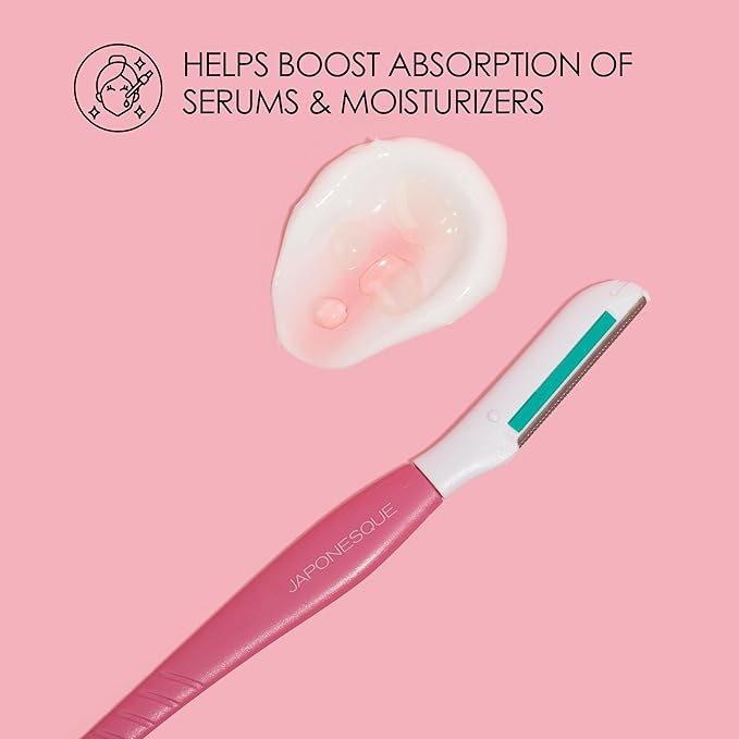 Japonesque Dermaplaner with Soothing Aloe Comfort Strip - Facial Dermaplane Razor, Skin Tool with Ultra Precision Blade for Facial Hair Removal and Exfoliation, 5pk-GlimoraGlow