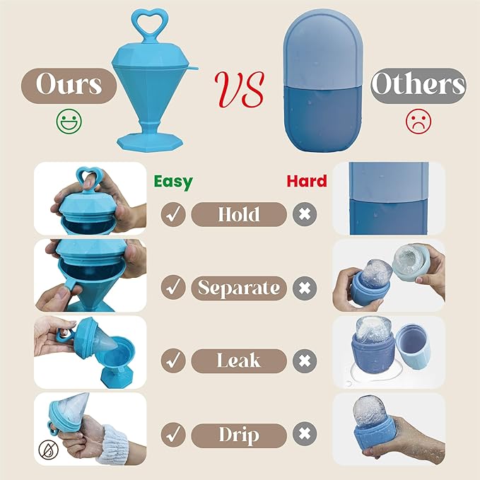 Rena Chris Ice Roller for Face: Diamond Ice Facial Roller, Reach Detailed Areas, De-Puff Eye Bags, Reusable Silicone Massage Ice Mold with Face Wash Wristband, Skin Care Tools for Women(Blue)-GlimoraGlow