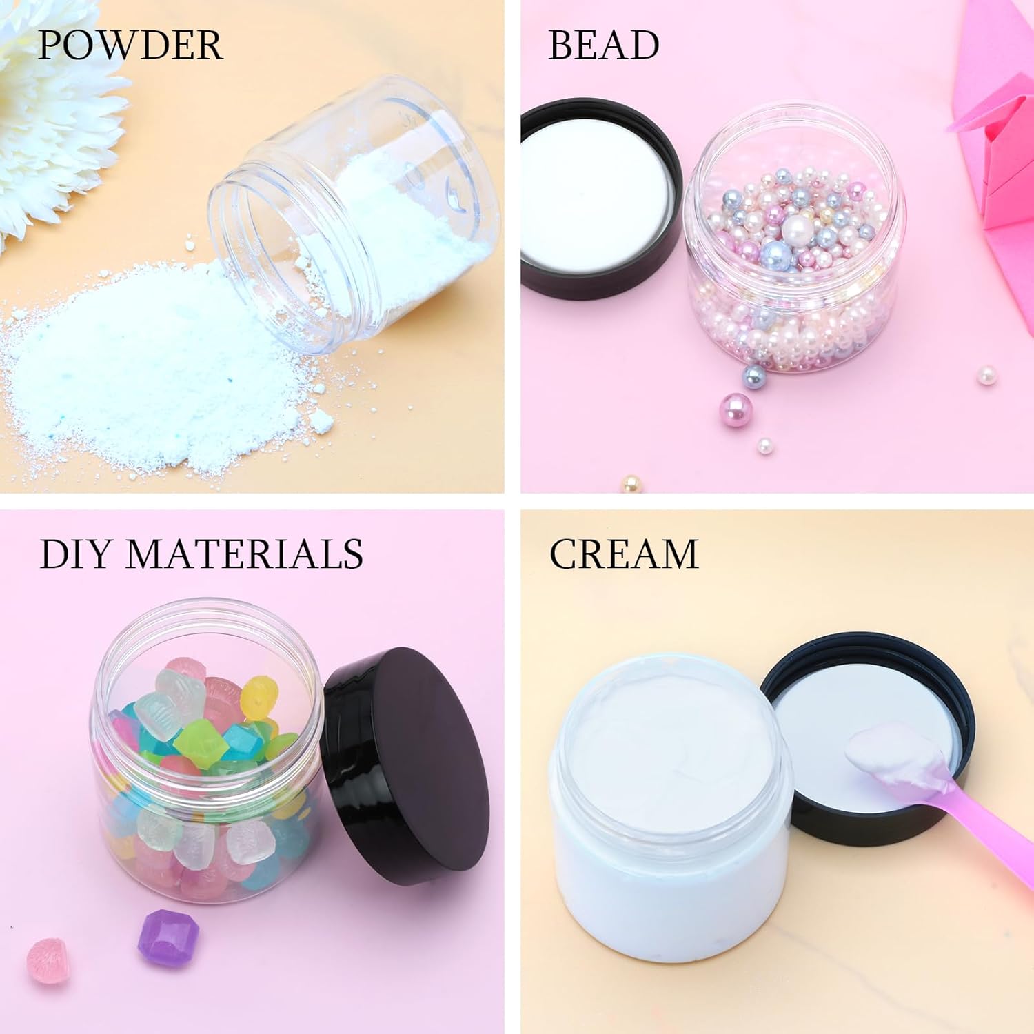 20 Pack 2oz Plastic Containers with Lids, Jars with Lids, Great for storing,lip balms, creams, ointments, cosmetics, samples-GlimoraGlow