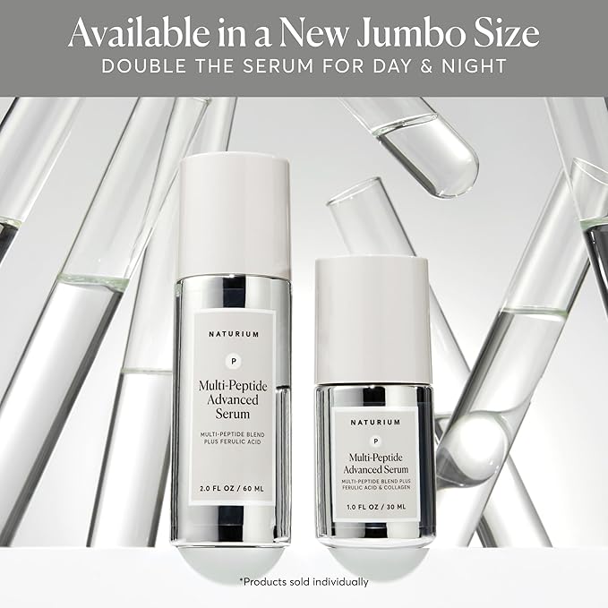 Naturium Multi-Peptide Advanced Serum Jumbo, Firming & Smoothing Face Serum for Fine Lines & Wrinkles with Advanced Multi-Peptide Blend, 2 oz-GlimoraGlow