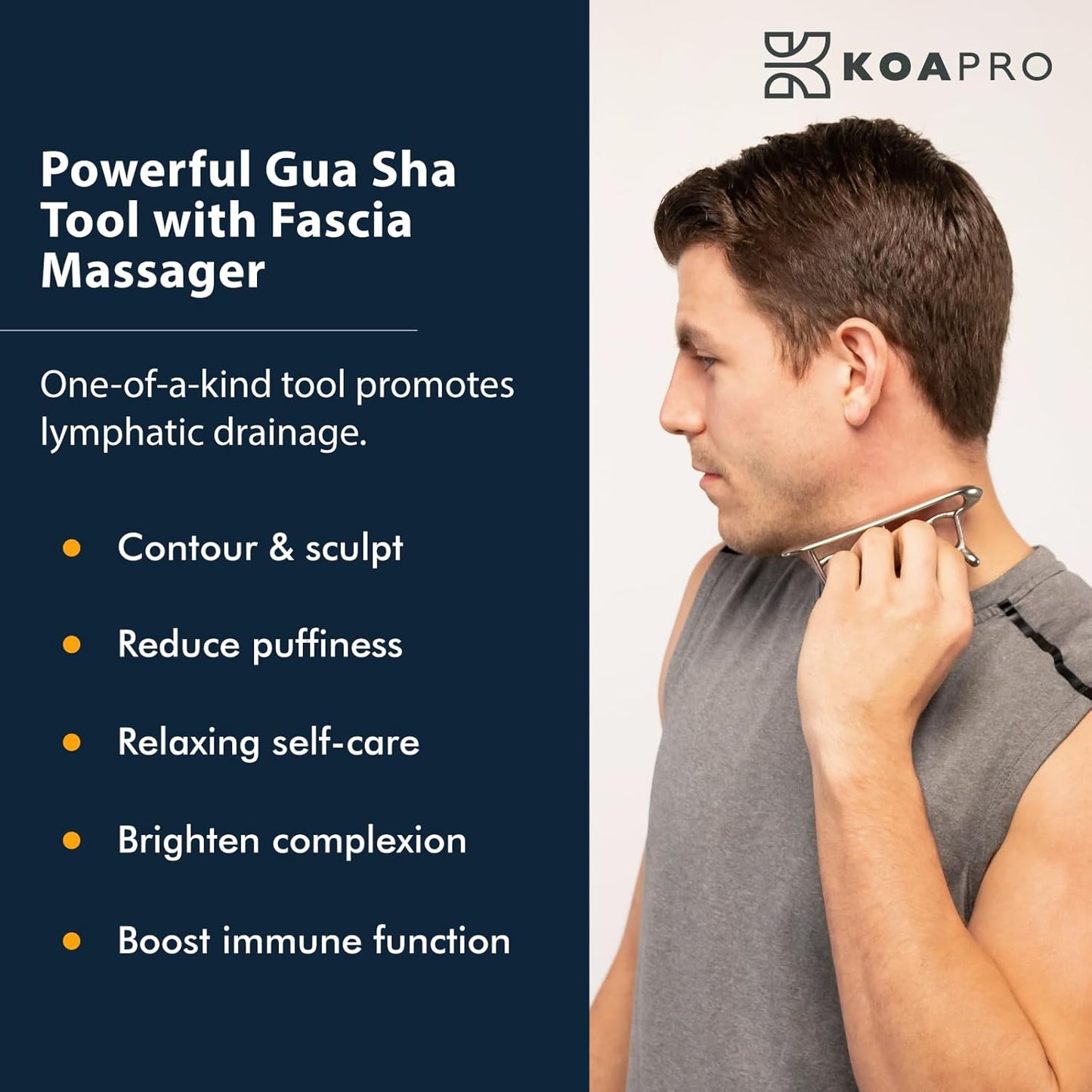 KOAPRO Facial Facia Blaster Tool for Sensitive Fascia Blasting - Face Gua Sha Tool Helps Lymphatic Drainage and Cellulite Reduction, Neck and Face Fascia Roller for Tight Skin, Deep Tissue Massager-GlimoraGlow