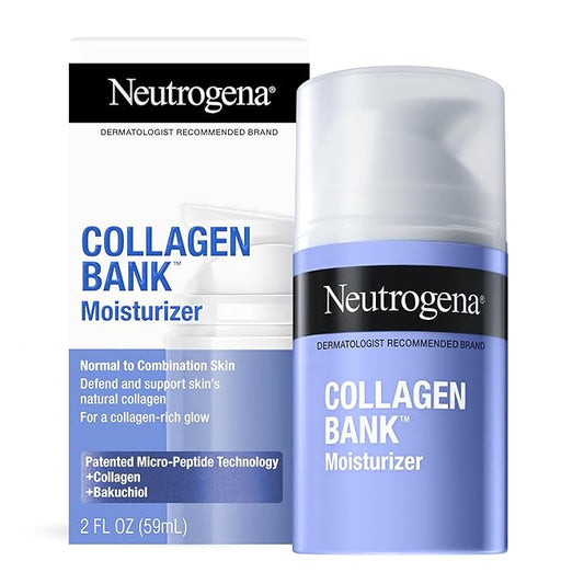 Neutrogena Collagen Bank Face Moisturizer, Daily Anti-Aging Face & Neck Firming Collagen Cream, Bakuchiol & Micro-Peptides Face Lotion, Support Skin’s Natural Collagen for Visibly Plump Skin, 2 fl. oz-GlimoraGlow