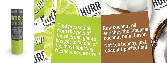 Hurraw! Lime & Coconut Lip Balm, 3 Pack: Plastic-Free with new cardboard push-up tube. Certified Organic, All Natural Origin, Vegan & Cruelty Free. Gluten Free. Bee, Shea, Soy & Palm Free. Made in USA-GlimoraGlow
