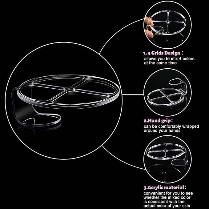 2 Pieces Hand Makeup Mixing Palette Handheld Palette Clear Makeup Cosmetic Palette Nail Art Manicure Palette with 2 Pieces Spatula for Mixing Foundation-GlimoraGlow