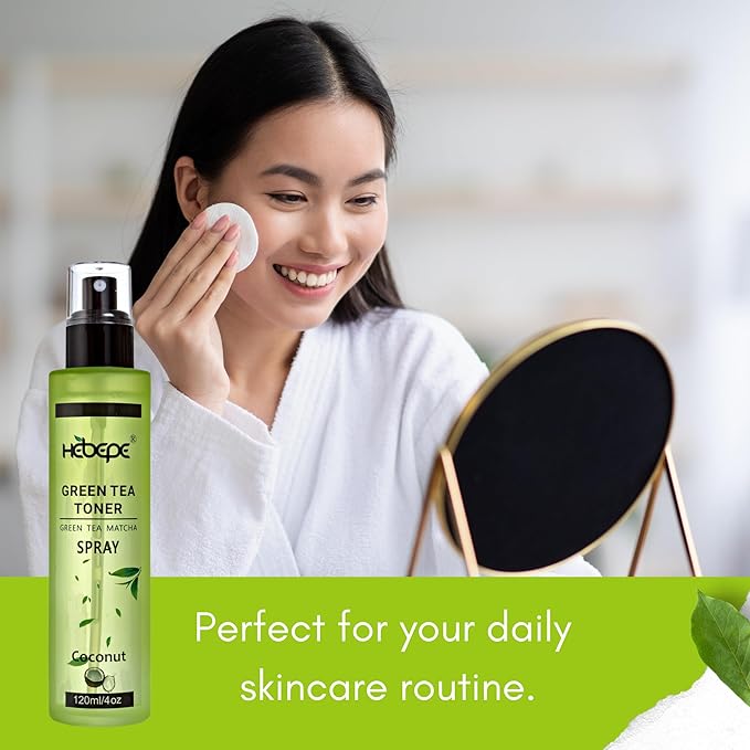 Green Tea Matcha Facial Toner Mist with Coconut Water, Refreshing, and Soothing Face Toner, with Jojoba Oil, Castor Oil, Snail Filtrate,120ml-GlimoraGlow