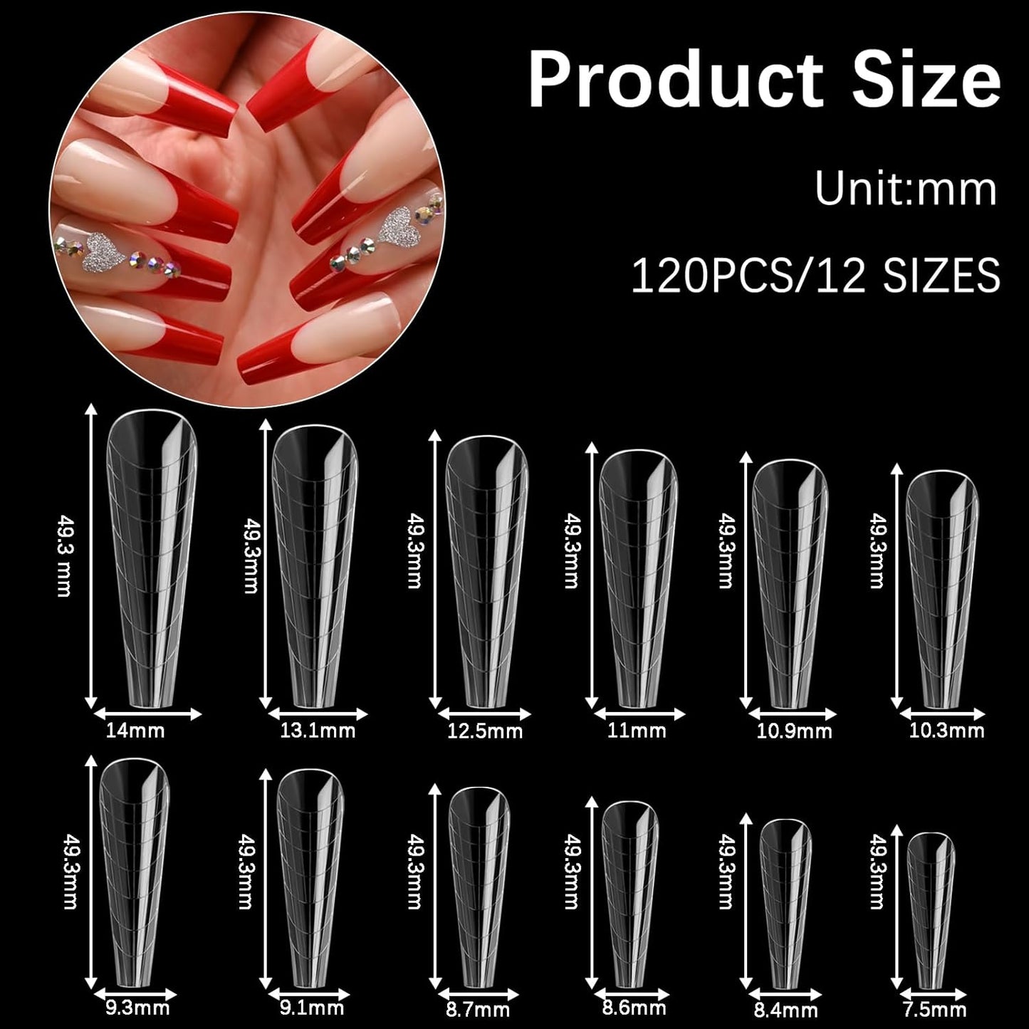 120 Pcs Poly Extension Gel Dual Nail Forms Nail Molds With Scale Builder Coffin Nail for Gel Manicure Nail Art Design Salon DIY at Home (Long Ferrari Dual Nail Forms Set)-GlimoraGlow