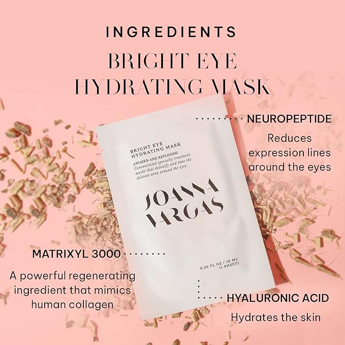 Joanna Vargas Bright Eye Hydrating Mask. Concentrated Ultra-Luxe Bamboo Hydration Sheet Masks Target Dark Circles, Expression Lines and Skin Tone. 5 Sheets (0.35 oz/sheet)-GlimoraGlow