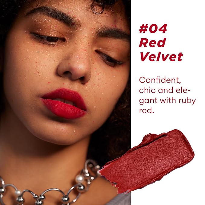 ITY Velvet Matte Finish Lip Stain-Mousse Textured Pudding Pot Lip Clay, Red Shade, Dual-Use as Lipstick and Blush, Conceals Lip Lines, Rich Pigment, 0.21 oz (6g) in Red Velvet-GlimoraGlow