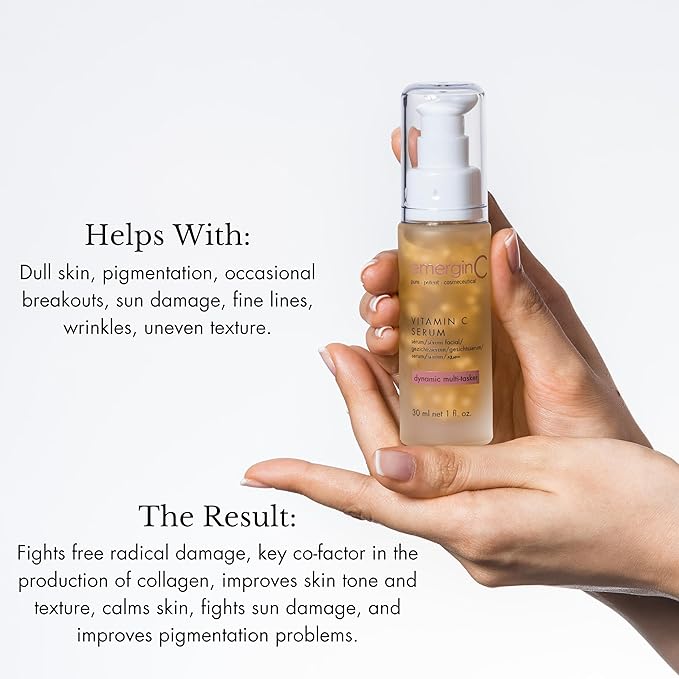 emerginC 12% Vitamin C Facial Serum - Extra Strength Micro-Encapsulated Spheres to Help Address Visible Signs of Aging + Dark Spot (1 Ounce, 30 ml)-GlimoraGlow