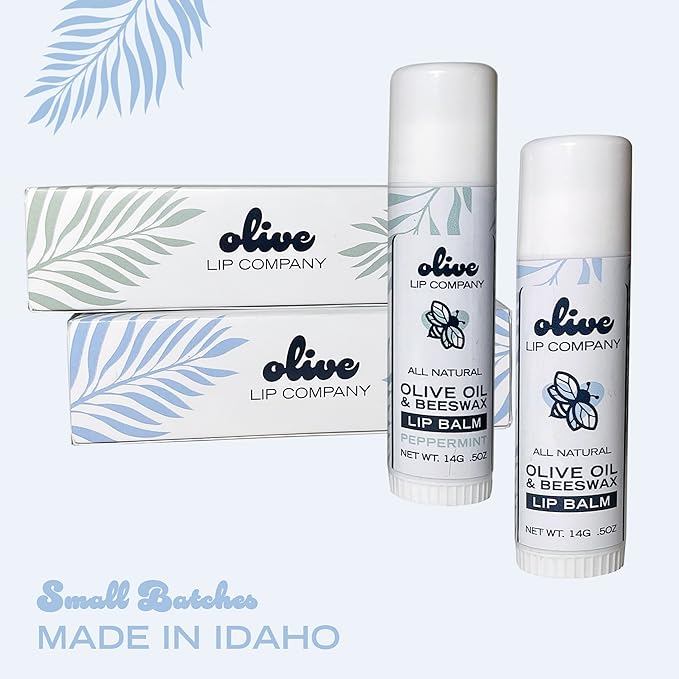 Hydrating Olive Oil and Peppermint Lip Balm with Mango Butter and Beeswax, 0.5 oz. Jumbo Tube, Clear Long Lasting Moisturizer for Dry, Cracked, Chapped Lips-GlimoraGlow