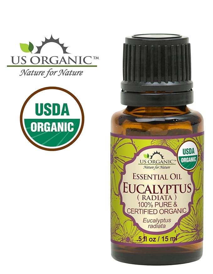 US Organic 100% Pure Eucalyptus Essential Oil (Radiata) - USDA Certified Organic, Steam Distilled - W/Euro droppers (More Size Variations Available) (15 ml / .5 fl oz)-GlimoraGlow