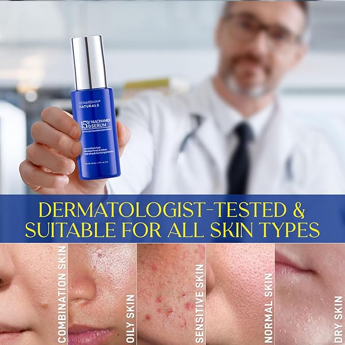 Niacinamide Serum 15% for Face – Dark Spot Corrector, Pore Minimizer, Oil & Blemish Control, Brightening & Hydrating with Vitamin C, B5, Peptides & Hyaluronic Acid – 1.7 Fl Oz-GlimoraGlow