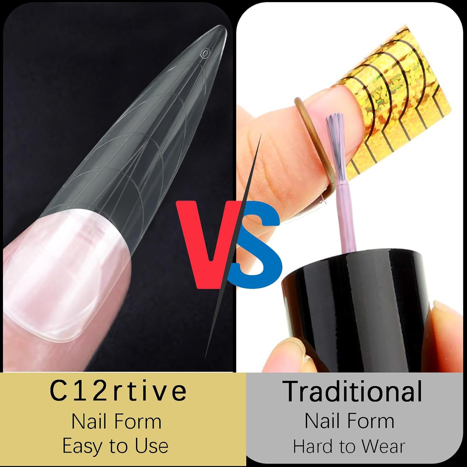 120Pcs Dual Nail Forms,Long Almond Extension Poly nail gel Nail Forms Full Cover Reusable Nail Molds 12 Sizes for Solid Nail Gel Glue Nail Art Design Salon&DIY(Extra Long Almond)-GlimoraGlow